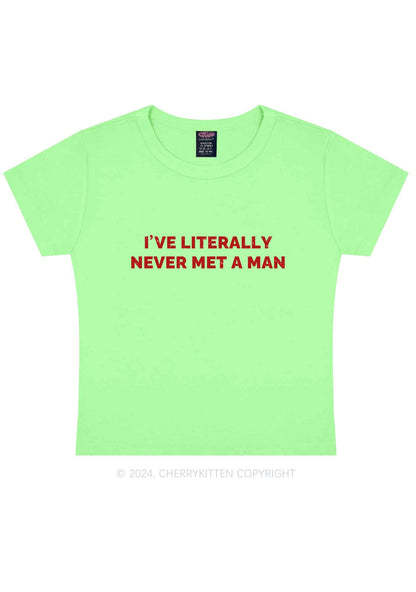 Never Met A Man Y2K Baby Tee Cherrykitten