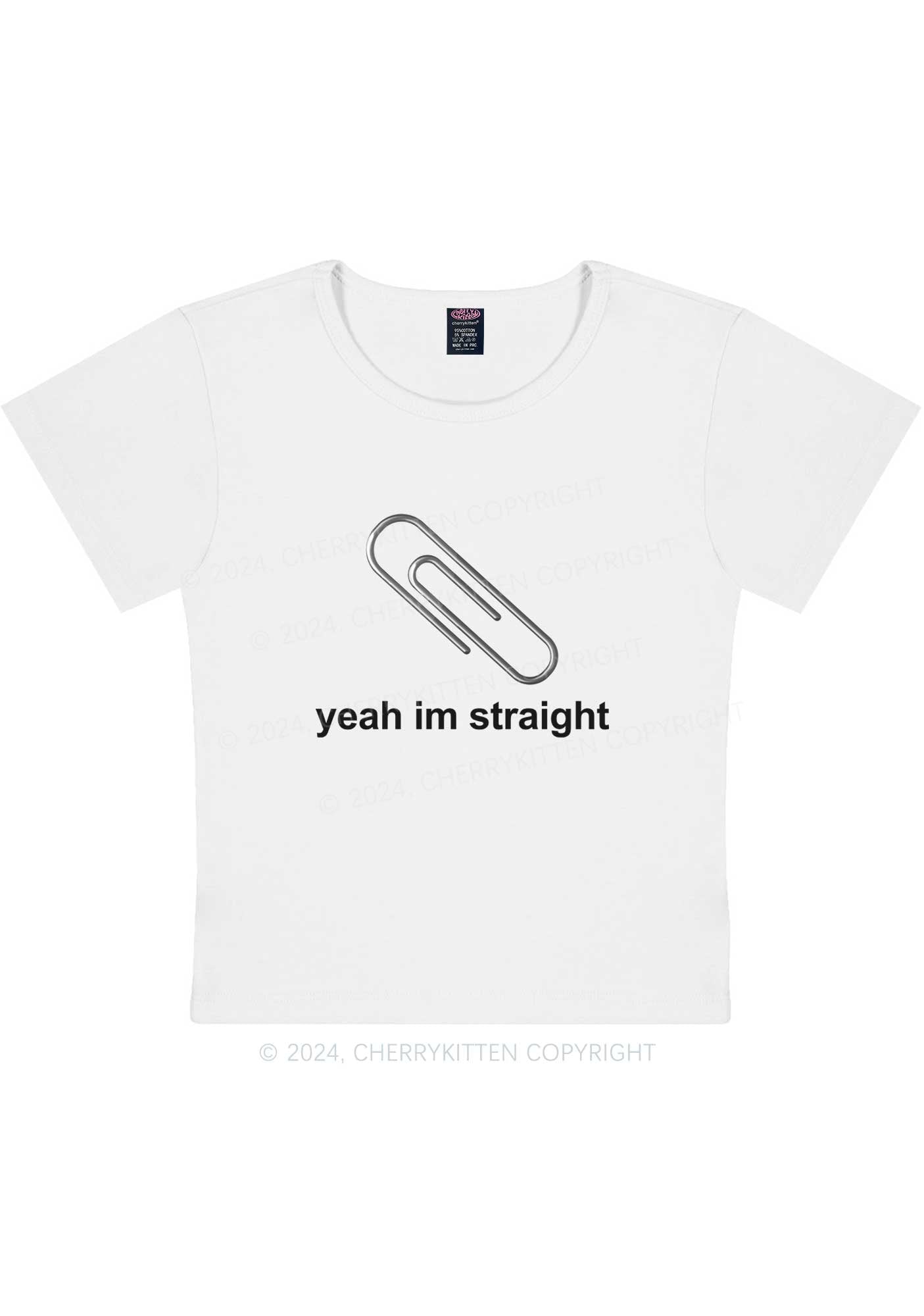 Curvy Yeah Im Straight Y2K Baby Tee Cherrykitten