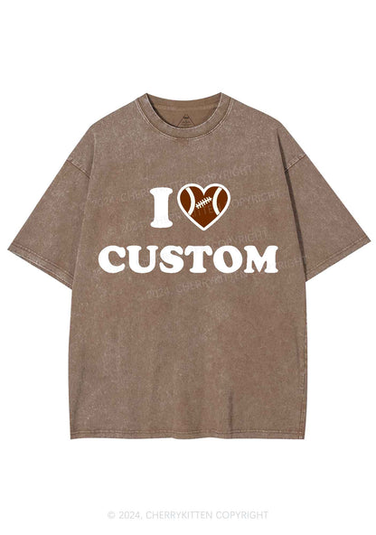 I Love Custom Football Y2K Super Bowl Washed Tee Cherrykitten