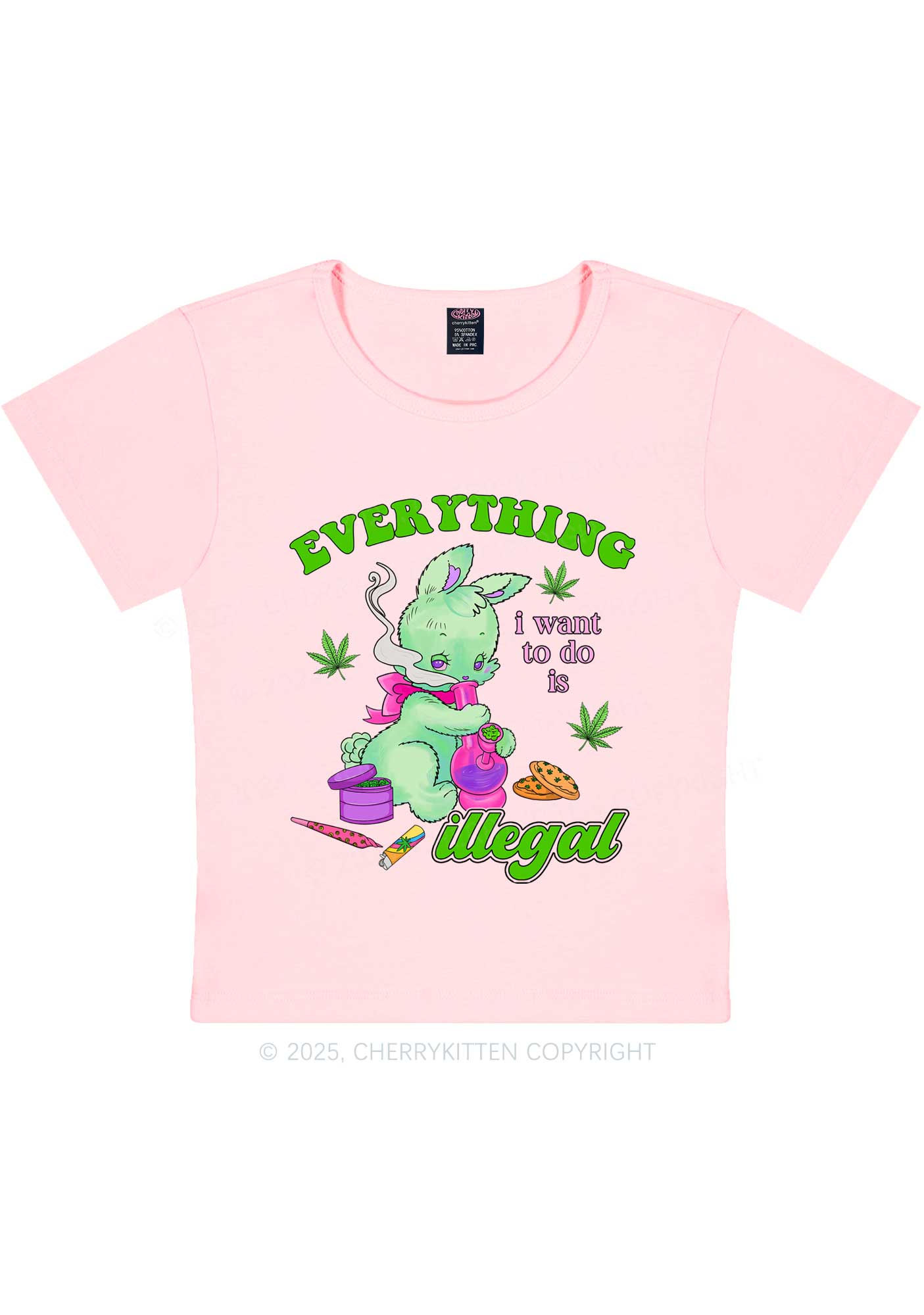 Everything Is Illegal Bunny Y2K Baby Tee Cherrykitten