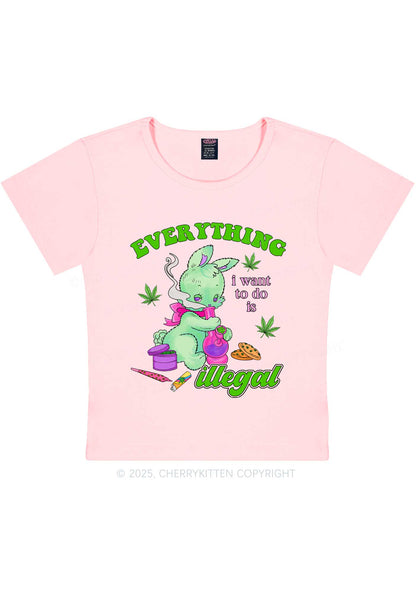 Everything Is Illegal Bunny Y2K Baby Tee Cherrykitten