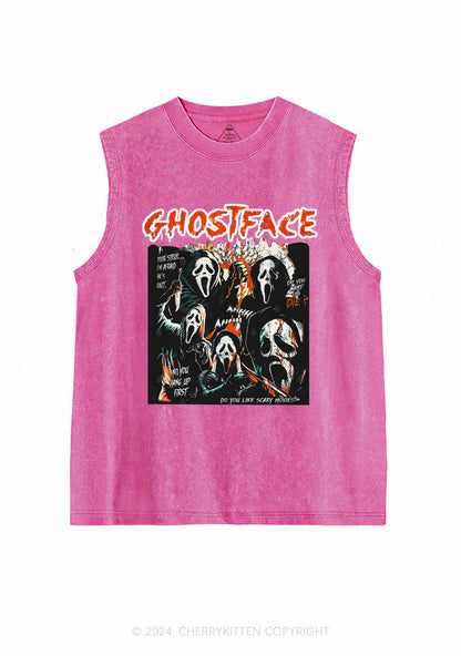 Halloween Scream Ghost Y2K Washed Tank Cherrykitten