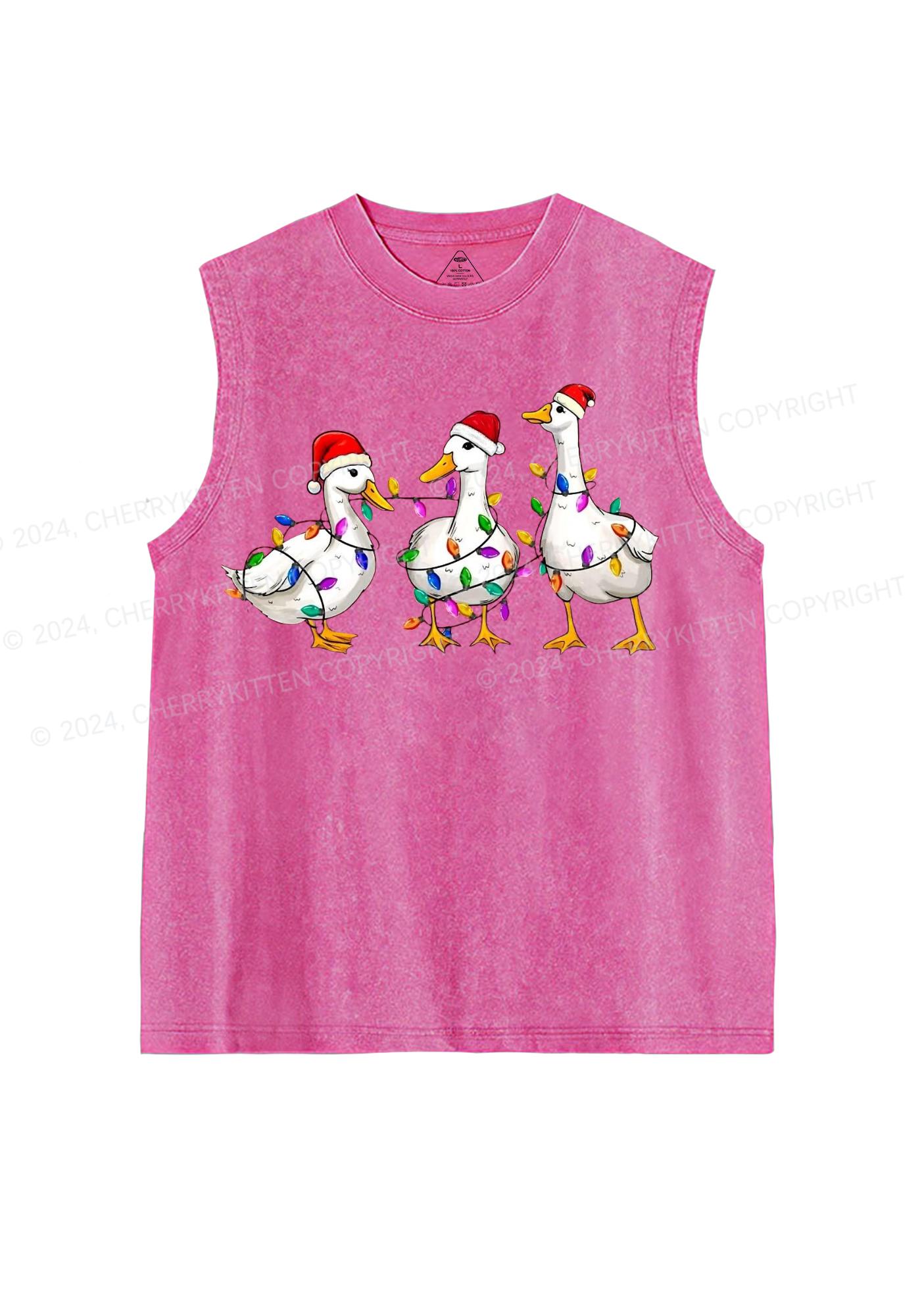 Christmas Santa Duck Y2K Washed Tank Cherrykitten