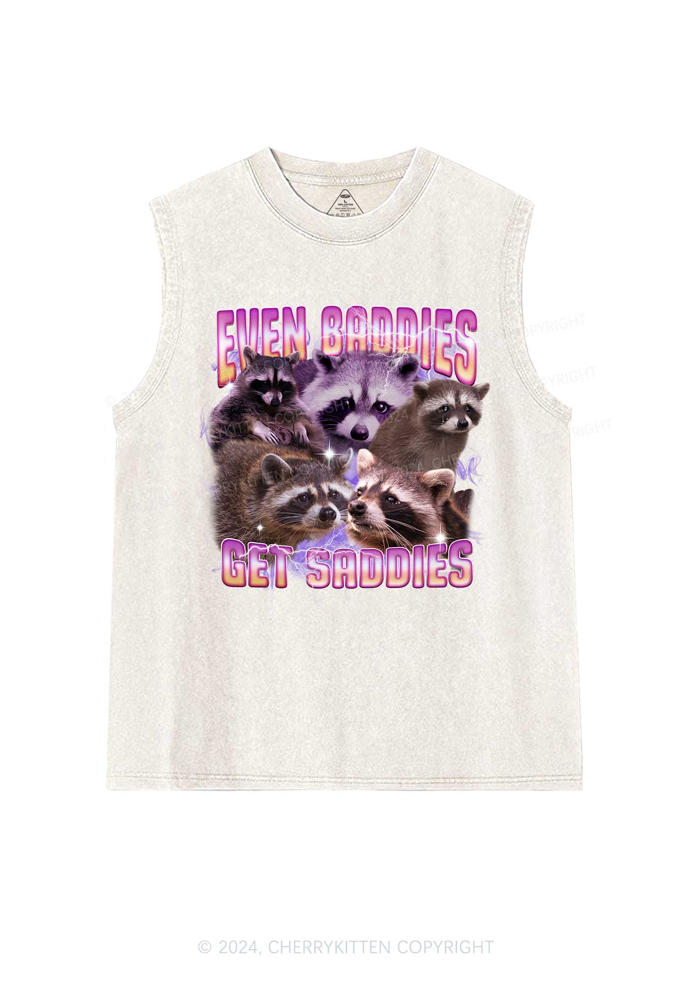 Funny Raccoon Y2K Washed Tank Cherrykitten