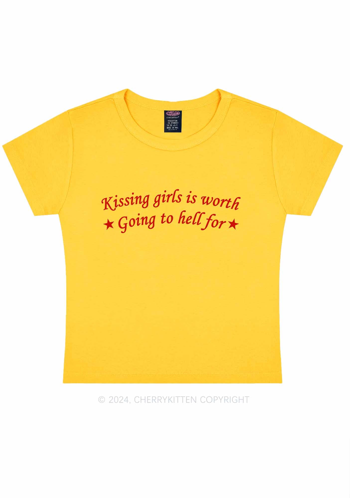 Kissing Girls is Worth Y2K Baby Tee Cherrykitten