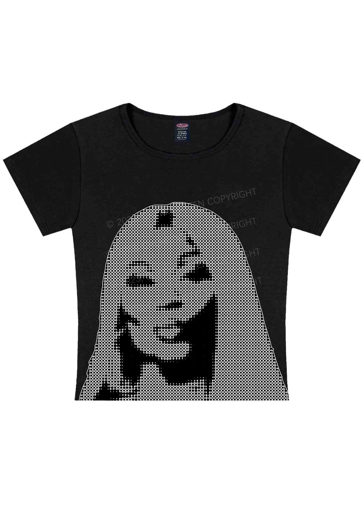 Curvy NM Pixel Portrait Y2K Baby Tee Cherrykitten