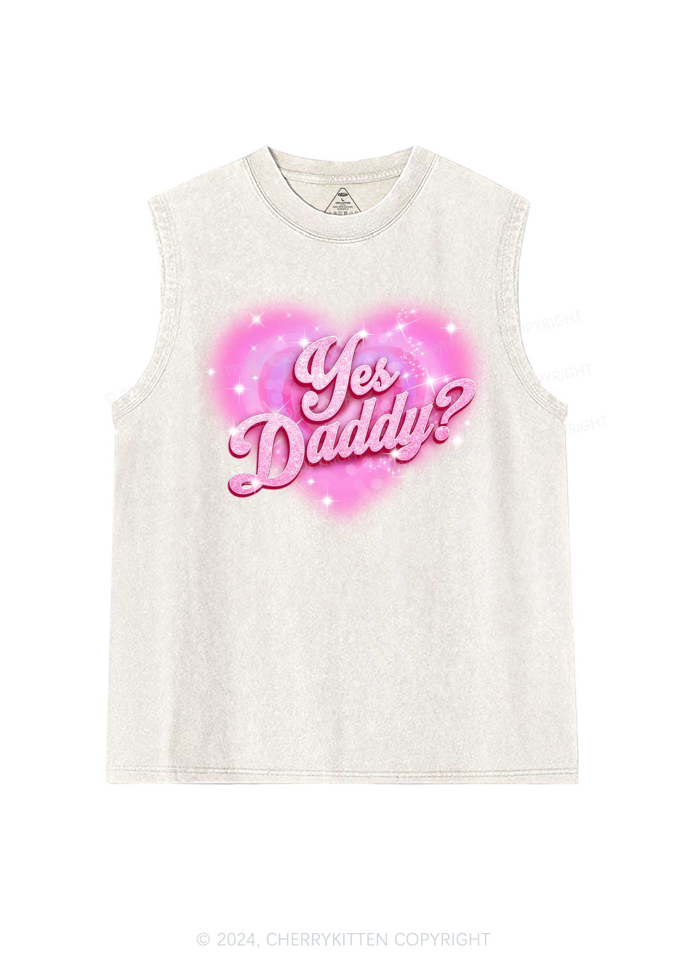 Pink Yes Daddy Y2K Valentine's Day Washed Tank Cherrykitten