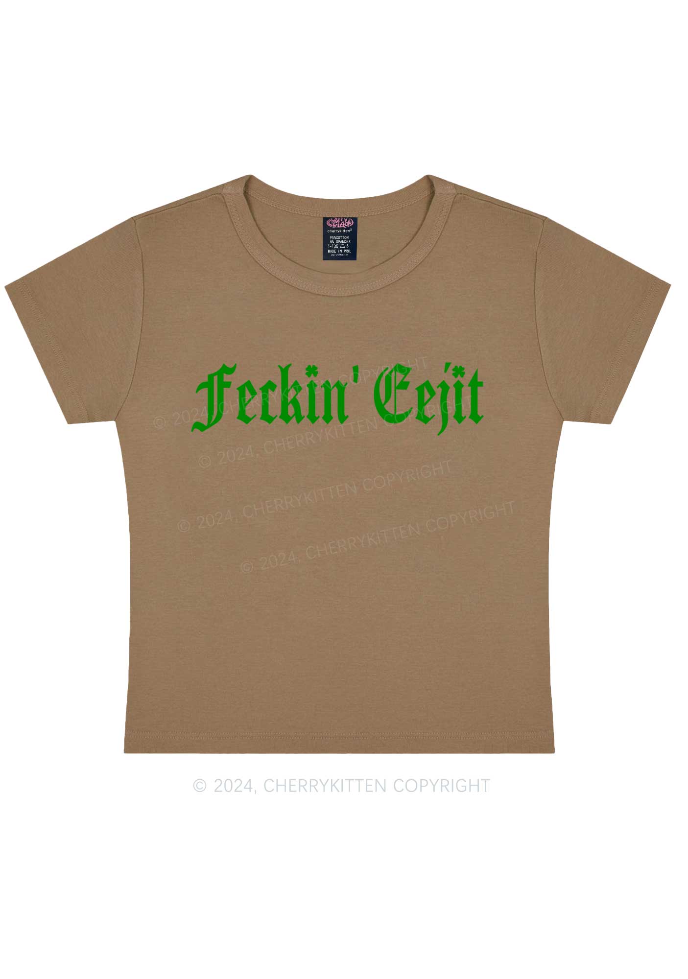 Feckin Eejit St Patricks Y2K Baby Tee Cherrykitten