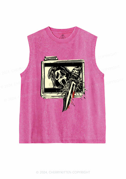 Halloween Horror Killer Y2K Washed Tank Cherrykitten