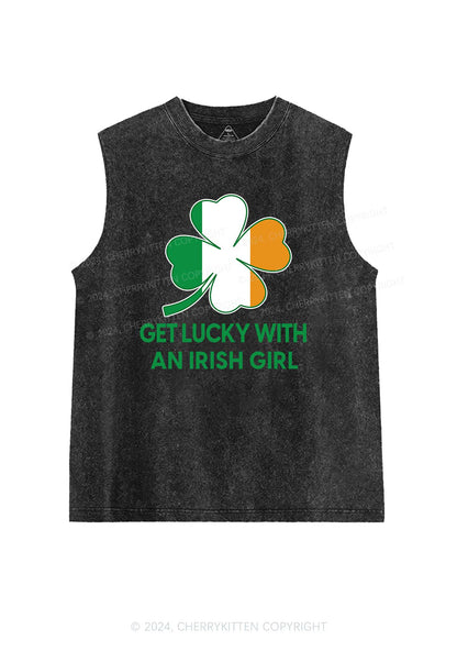 Get Lucky Irish Girl St Patricks Y2K Washed Tank Cherrykitten