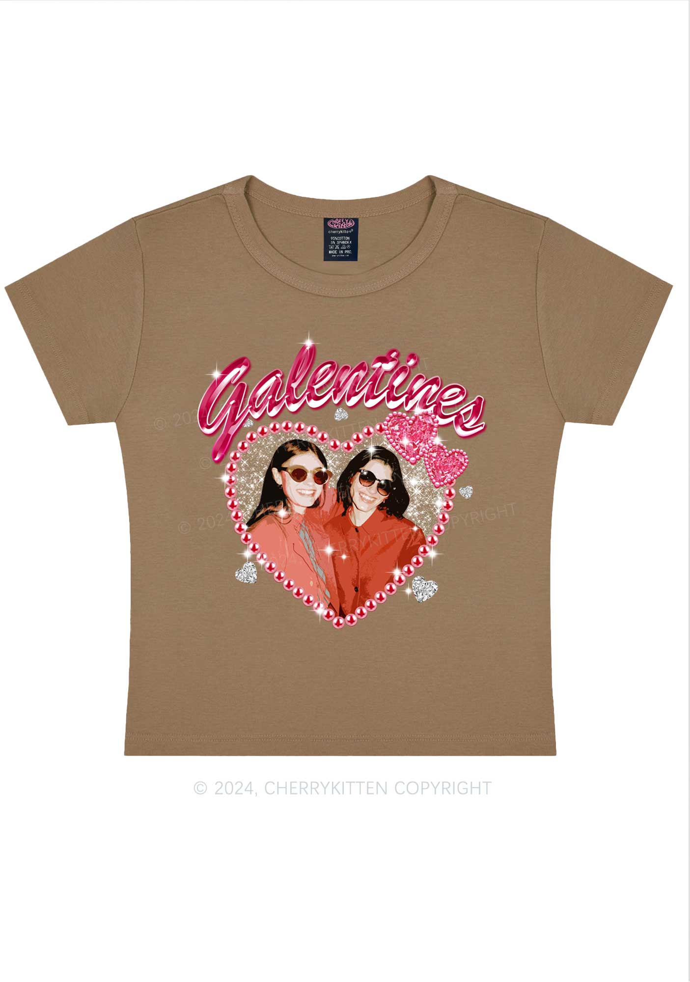 Custom Galentines Photo Y2K Valentine's Day Baby Tee Cherrykitten