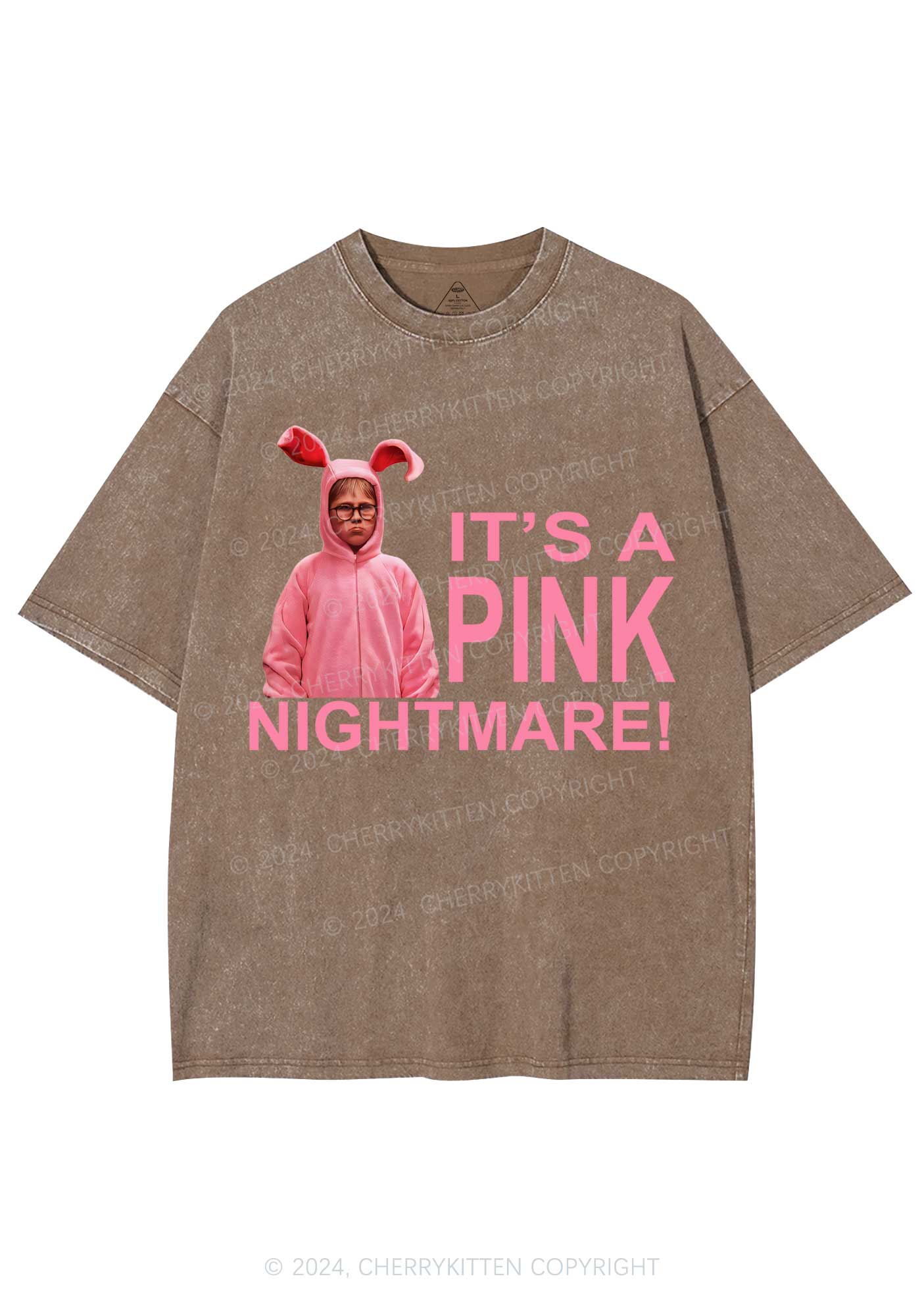 Christmas Pink Nightmare Y2K Washed Tee Cherrykitten