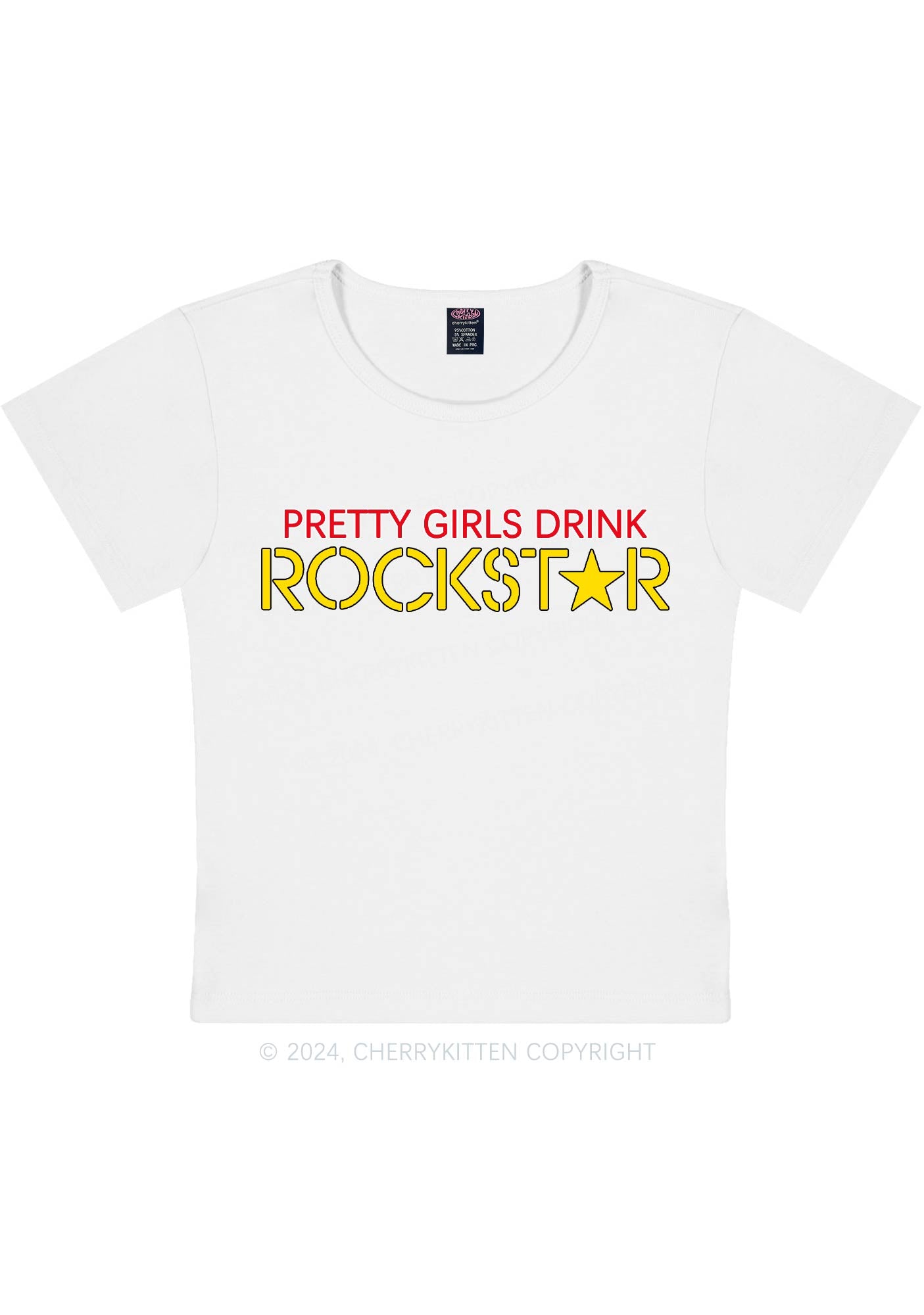 Pretty Girls Drink Rockstar Y2K Baby Tee Cherrykitten