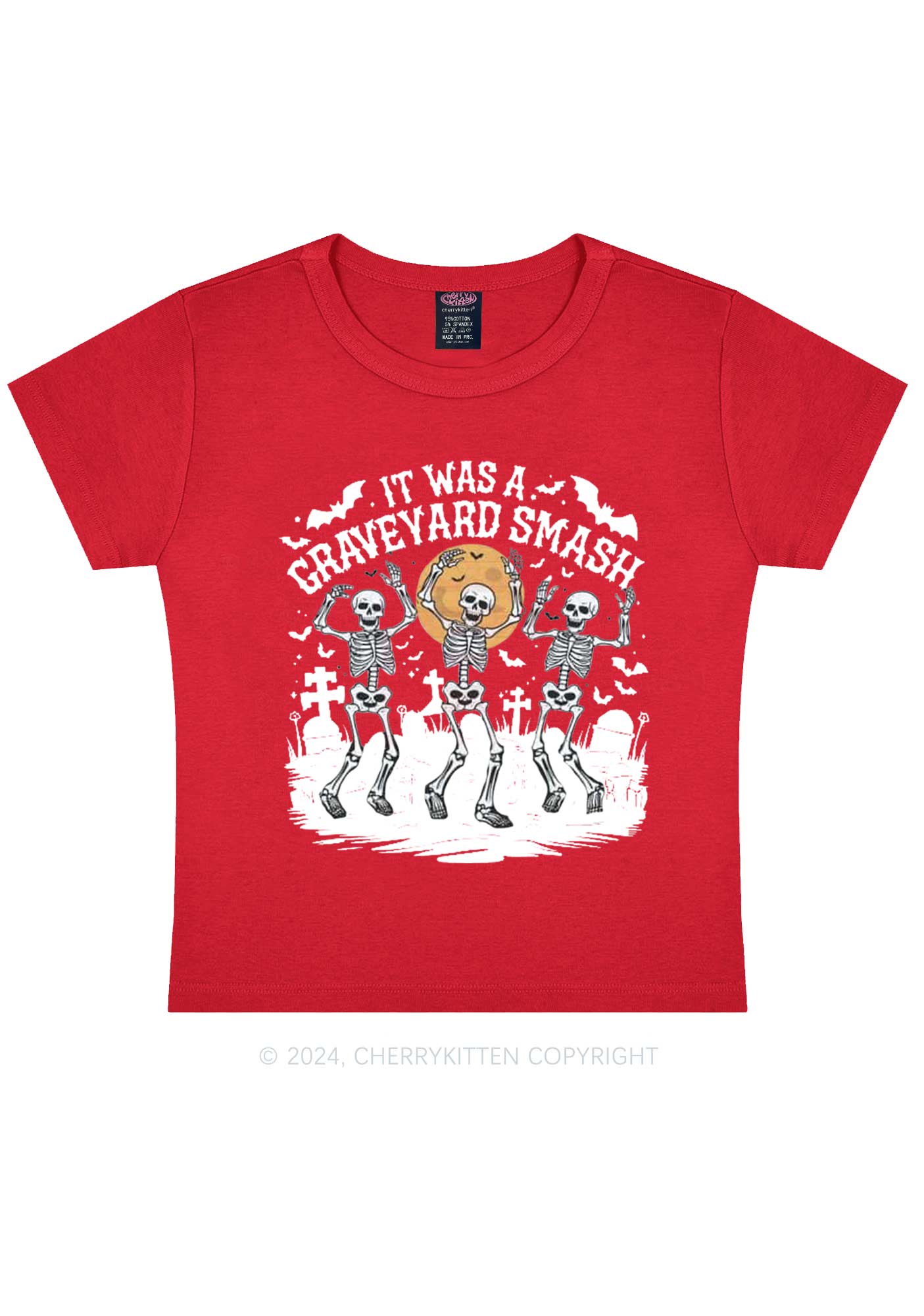 Halloween Graveyard Smash Y2K Baby Tee Cherrykitten