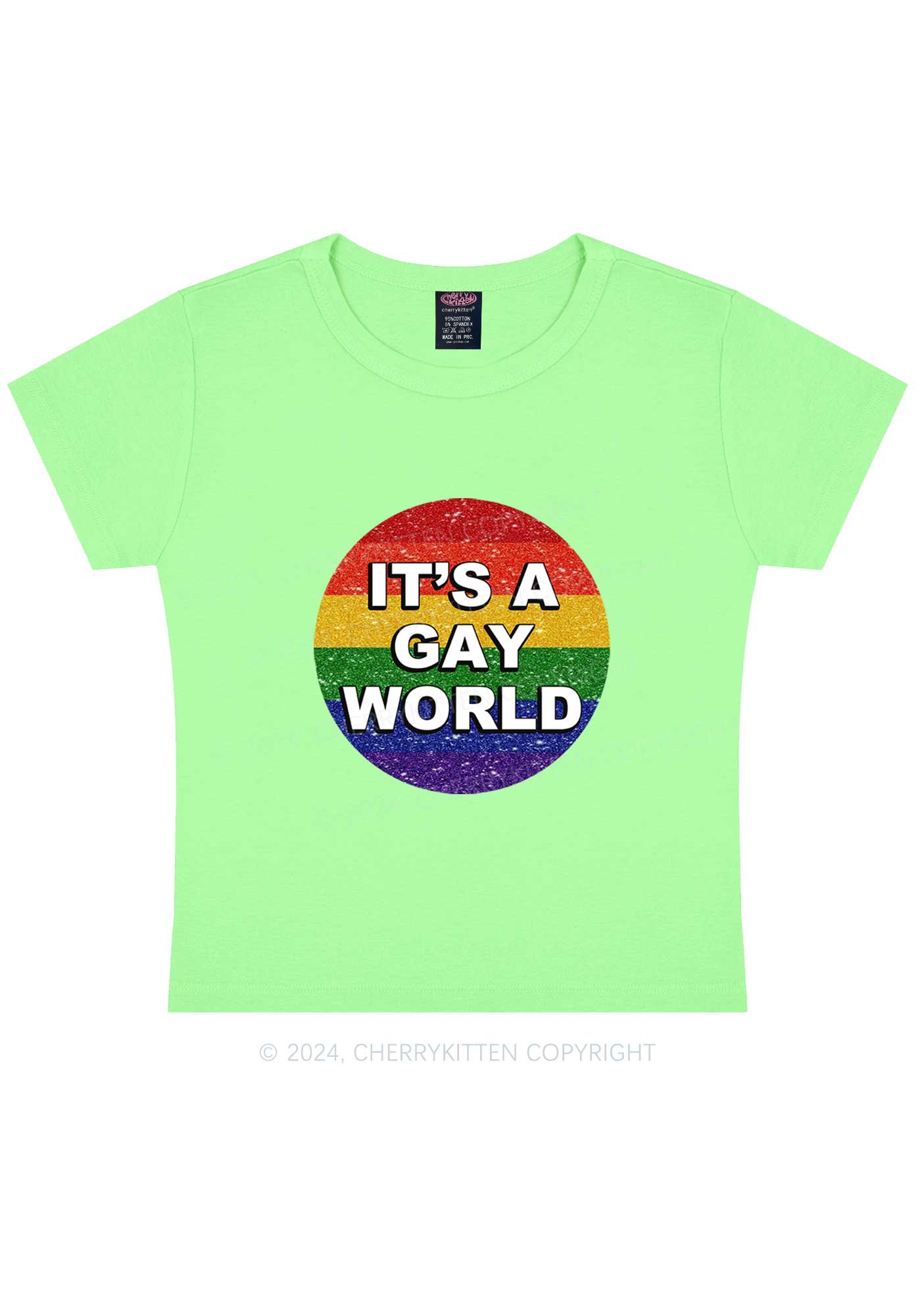 It's A Gay World Y2K Baby Tee Cherrykitten