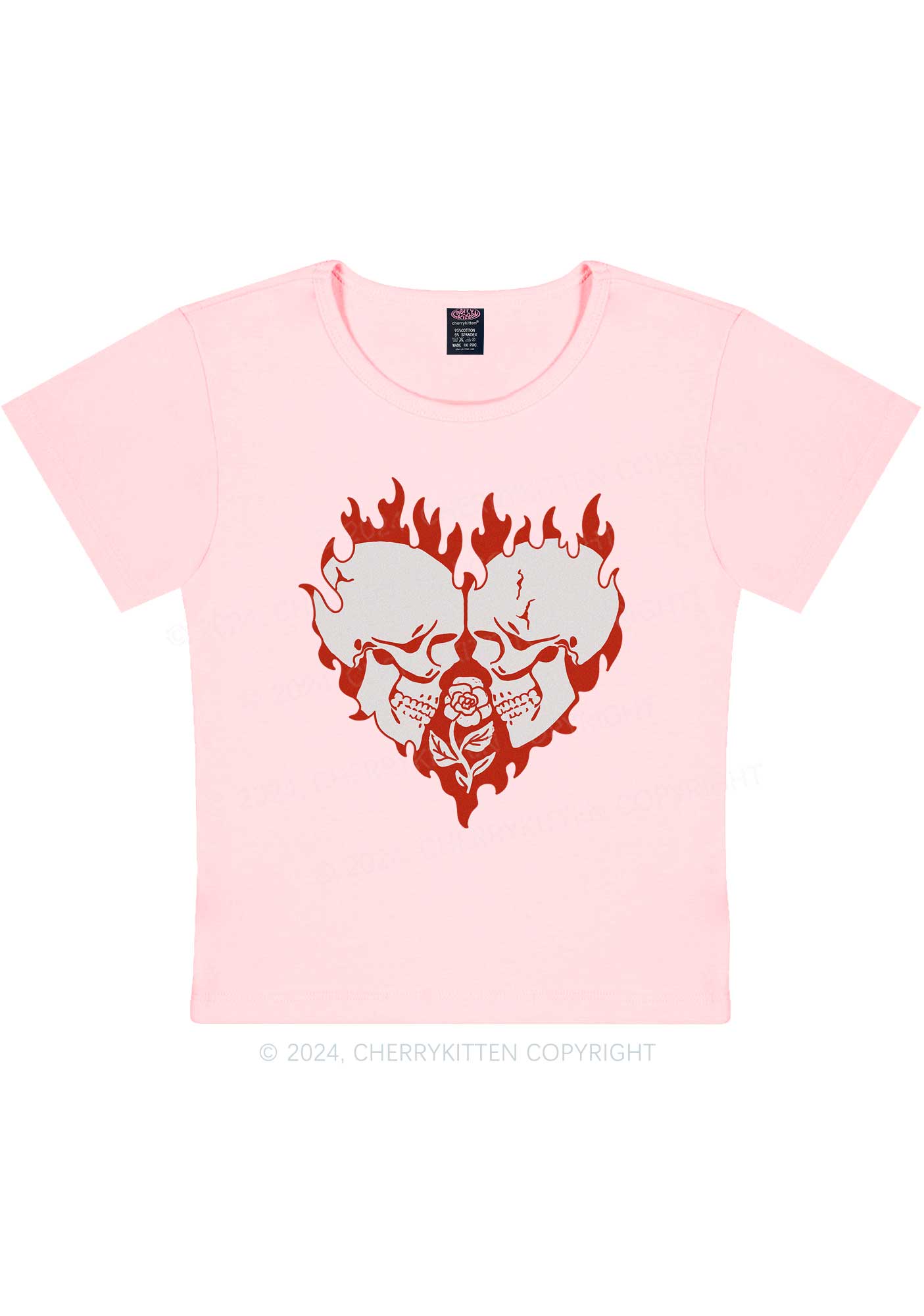 Heart Skull Y2K Valentine's Day Baby Tee Cherrykitten