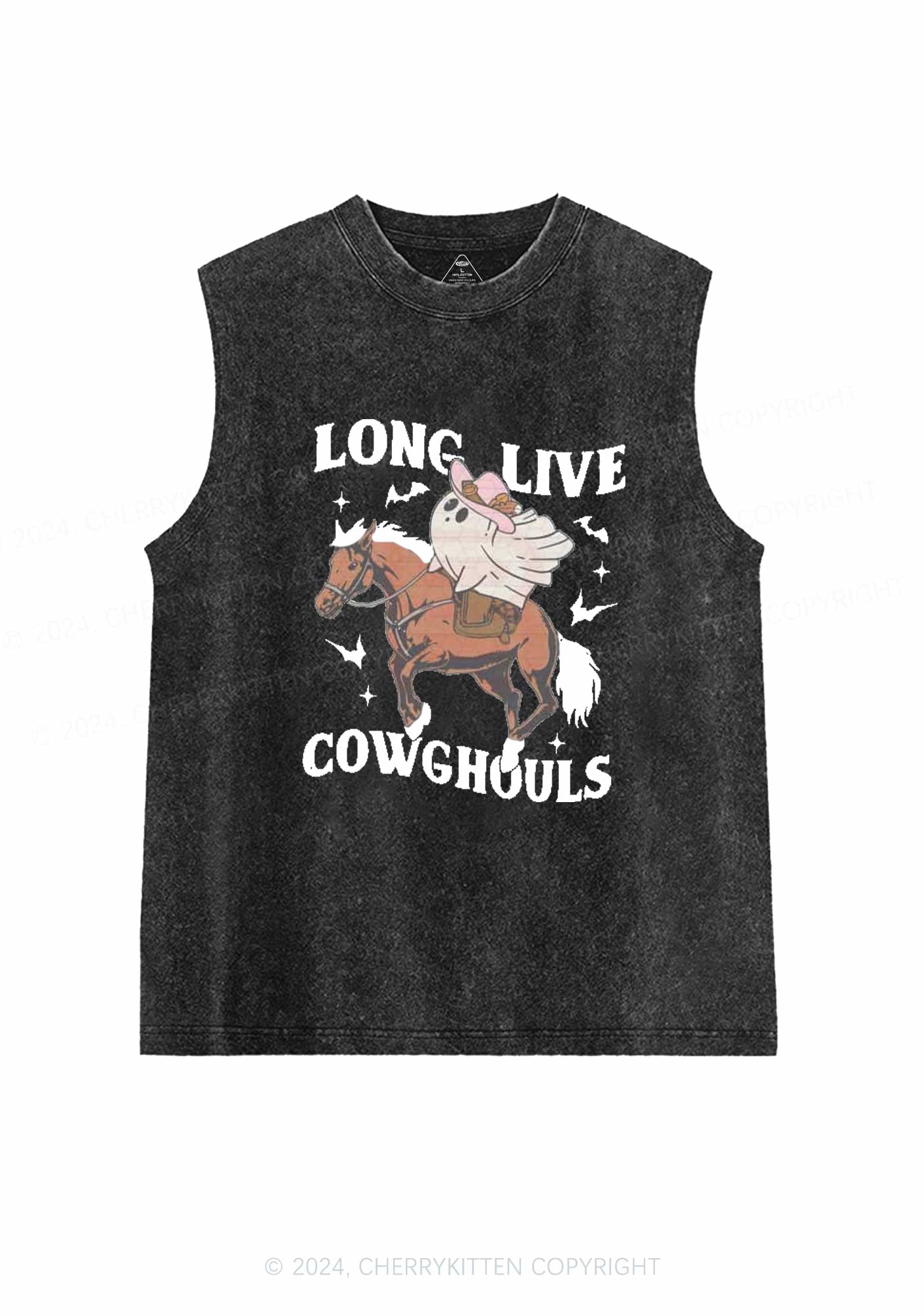 Halloween Long Live Cowghouls Y2K Washed Tank Cherrykitten