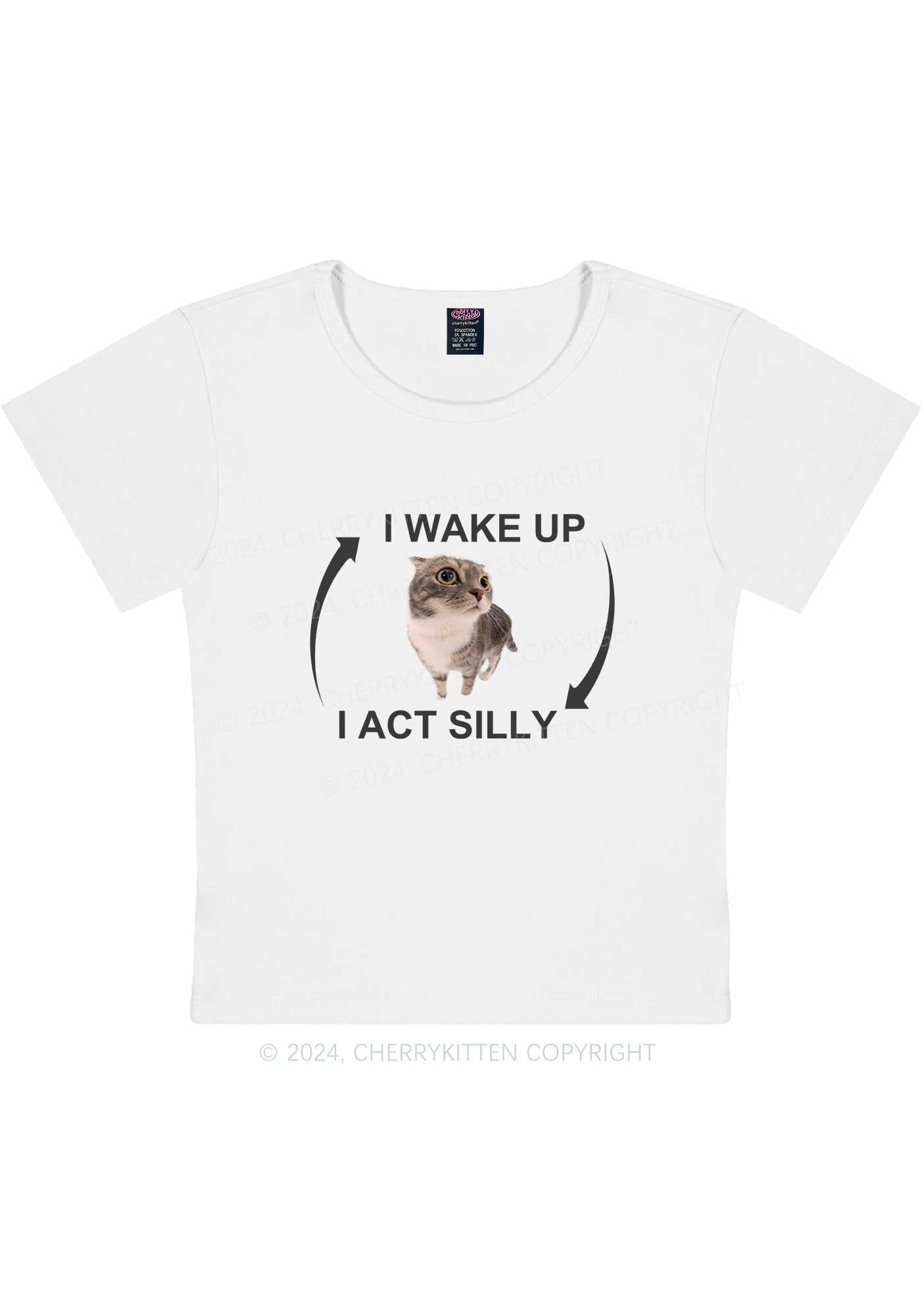 Wake Up Act Silly Y2K Baby Tee Cherrykitten