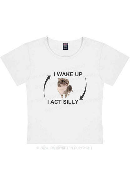 Wake Up Act Silly Y2K Baby Tee Cherrykitten