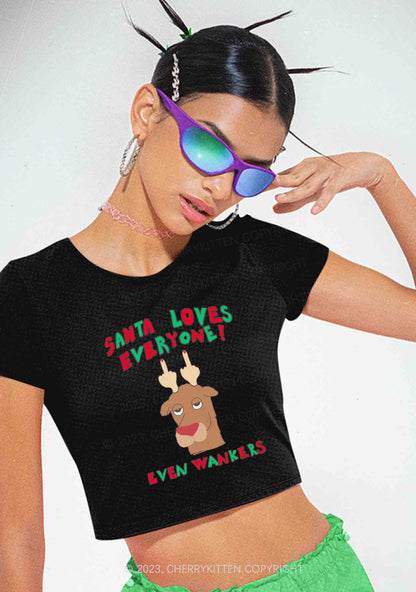 Santa Loves Everyone Christmas Y2K Baby Tee Cherrykitten