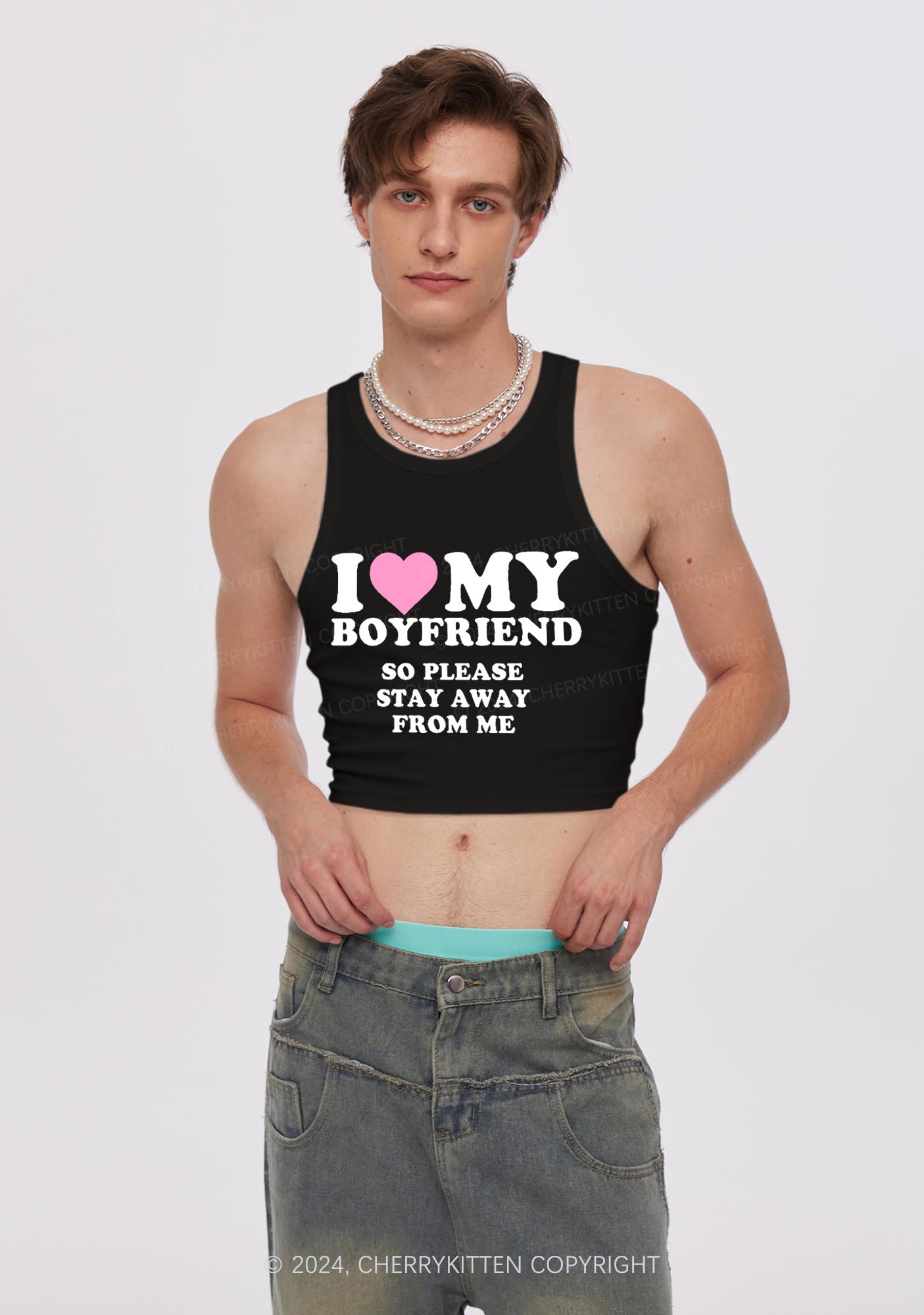 Stay Away From Me Y2K Valentine's Day Crop Tank Top Cherrykitten