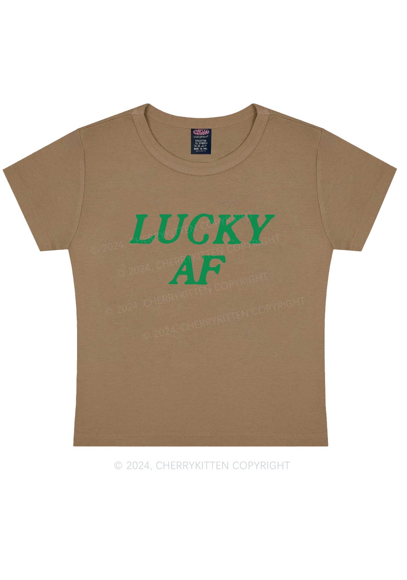 Lucky AF St Patricks Y2K Baby Tee Cherrykitten