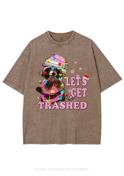 Christmas Let's Get Trashed Y2K Washed Tee Cherrykitten