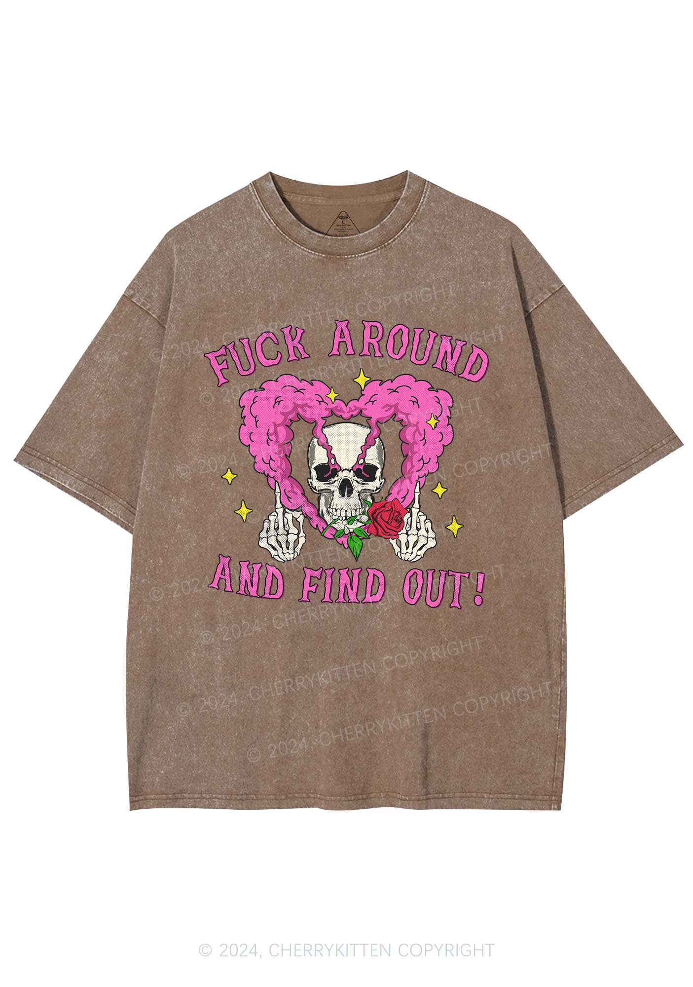 Halloween Fxxk Around Y2K Washed Tee Cherrykitten