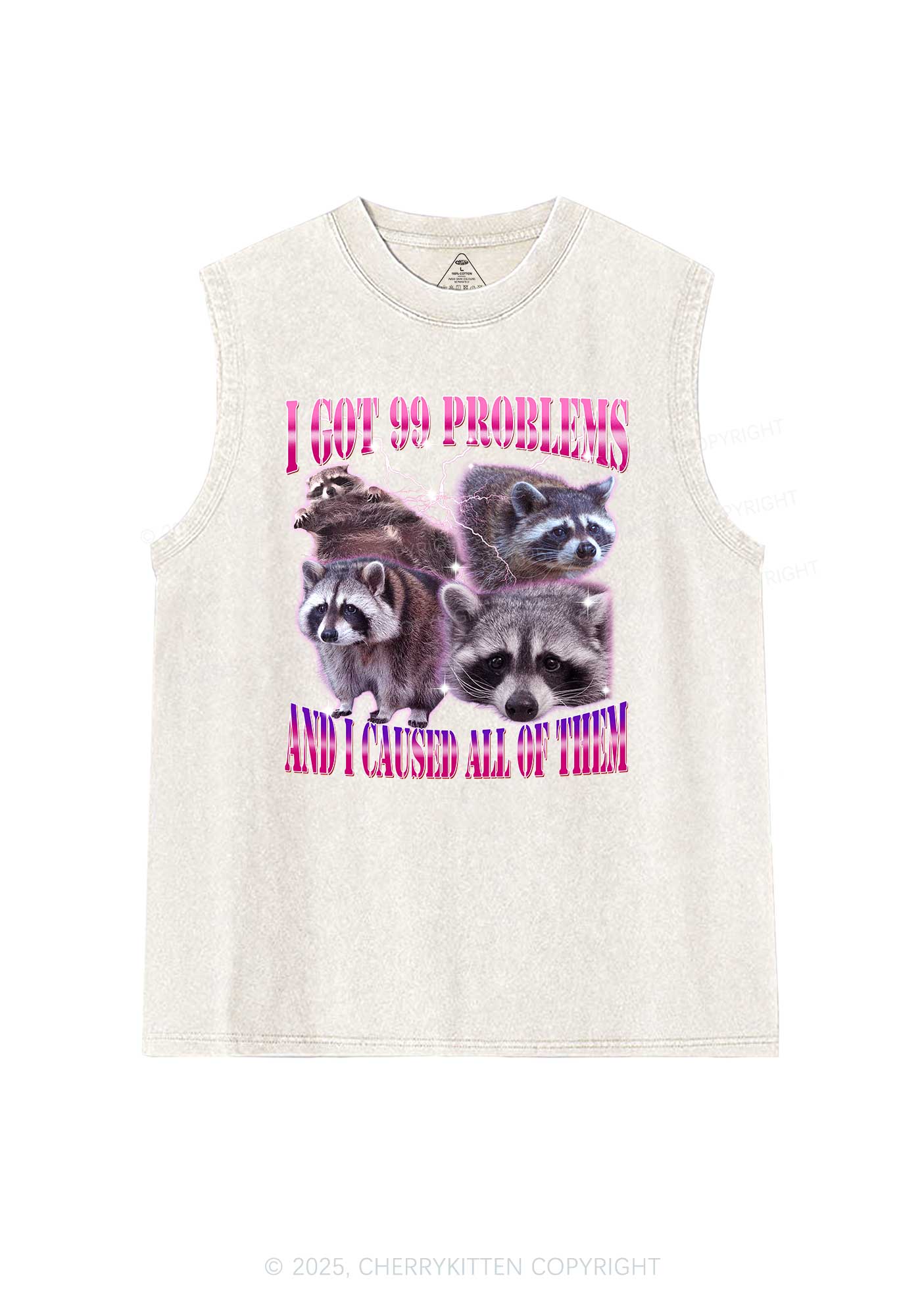 Raccoon Got Problems Y2K Washed Tank Cherrykitten