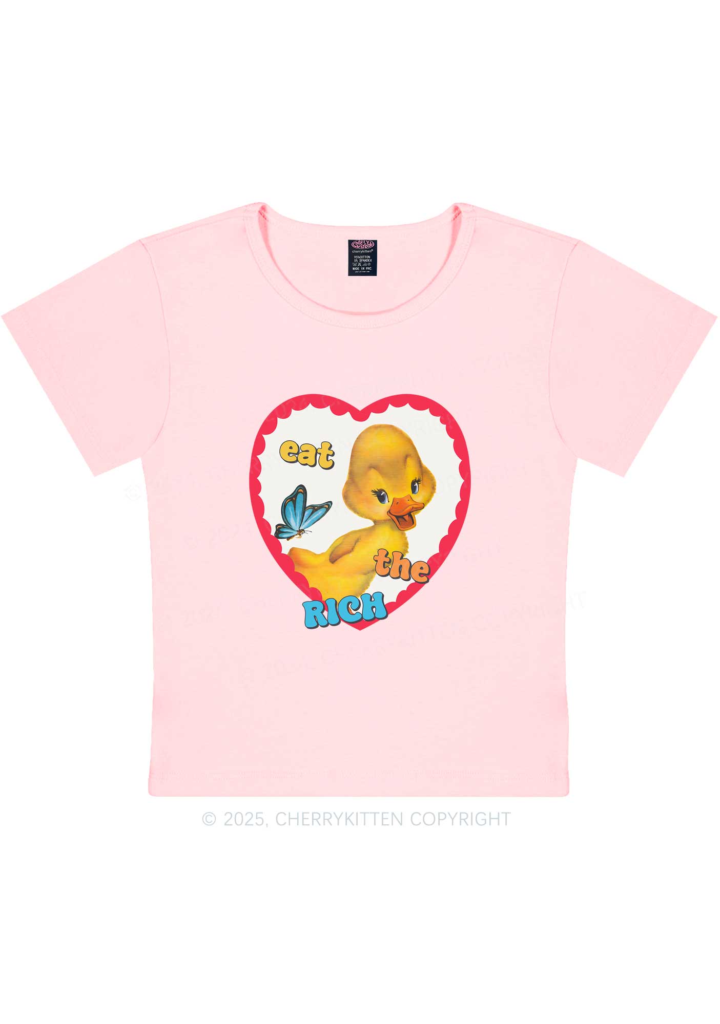 Eat The Rich Duck Y2K Baby Tee Cherrykitten