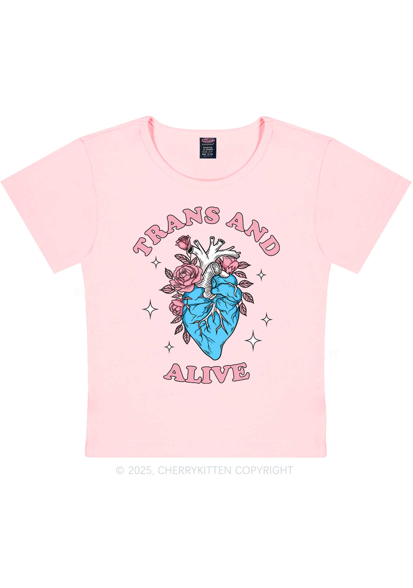 Trans And Alive Y2K Baby Tee Cherrykitten