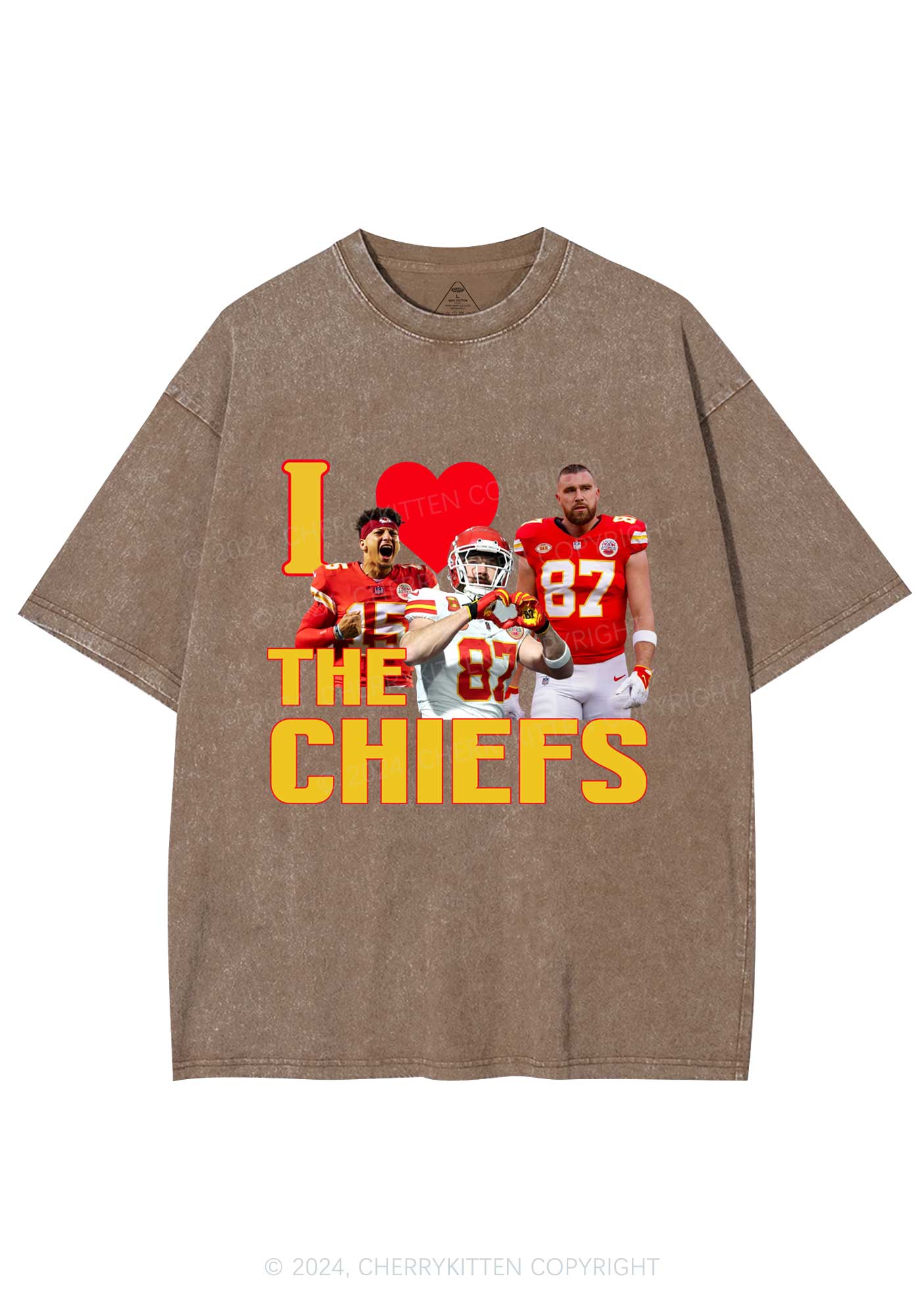 Custom I Love Chiefs Y2K Super Bowl Washed Tee Cherrykitten