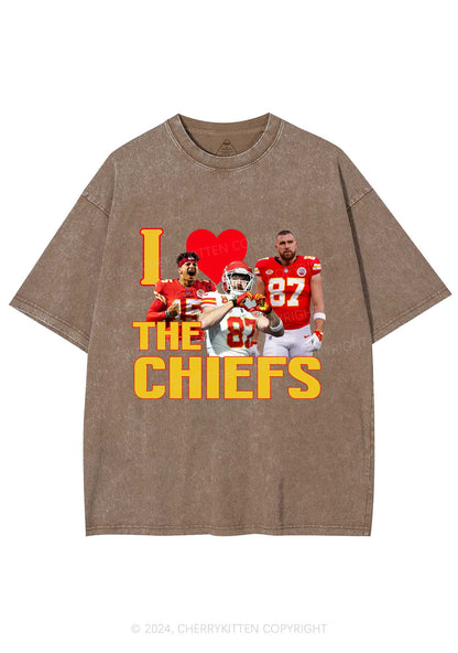 Custom I Love Chiefs Y2K Super Bowl Washed Tee Cherrykitten