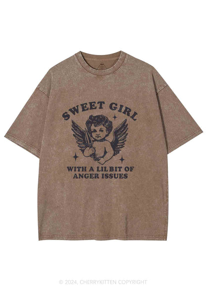 Sweet Girl With Anger Issues Y2K Washed Tee Cherrykitten