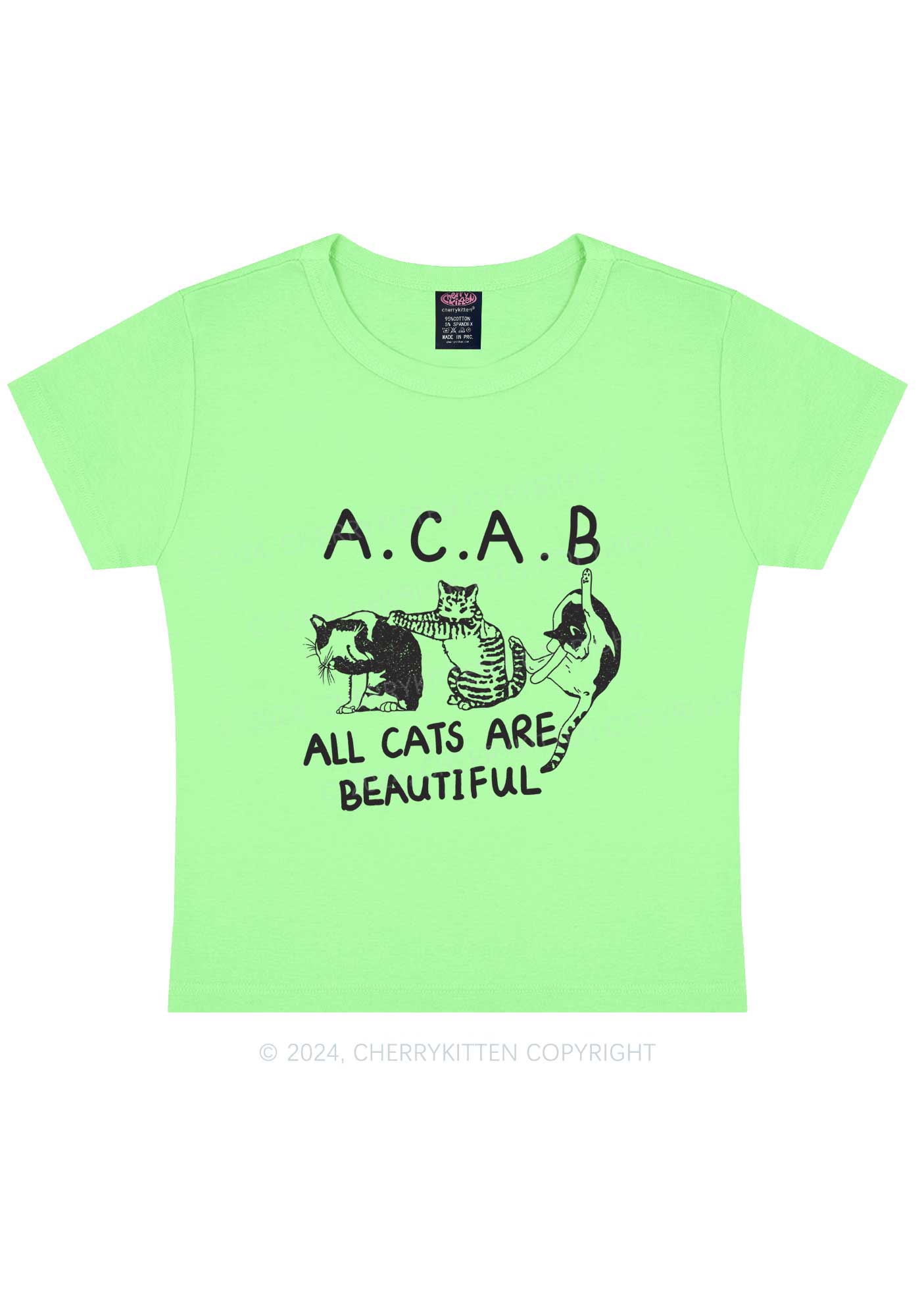 ACAB Cats Y2K Baby Tee Cherrykitten