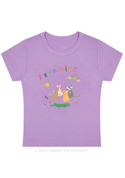 Curvy Rainbow Dancing Mice Y2K Baby Tee Cherrykitten