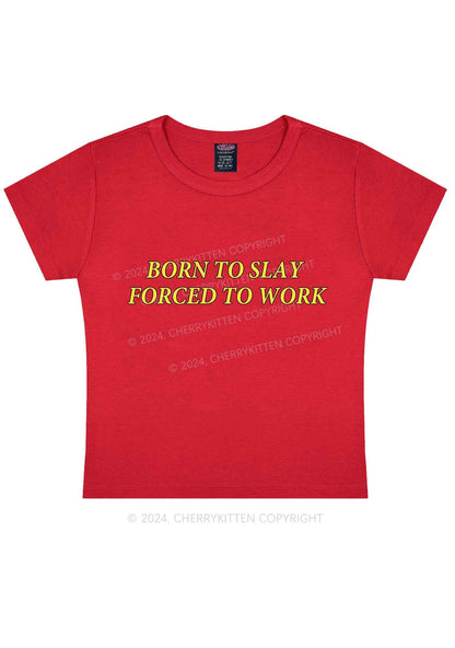 Forced To Work Y2K Baby Tee Cherrykitten