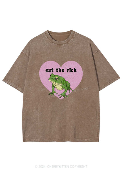 Eat The Rich Frog Y2K Washed Tee Cherrykitten