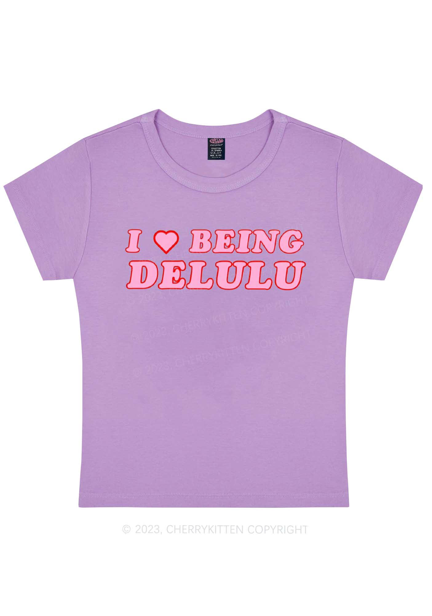 Curvy Being Delulu Y2K Baby Tee Cherrykitten