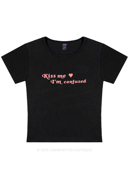 Curvy Kiss Me I'm Confused Y2K Baby Tee Cherrykitten