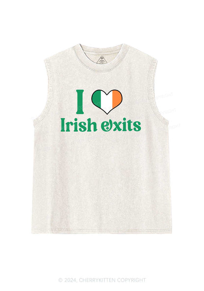 I Love Irish Exits St Patricks Y2K Washed Tank Cherrykitten