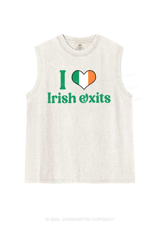 I Love Irish Exits St Patricks Y2K Washed Tank Cherrykitten