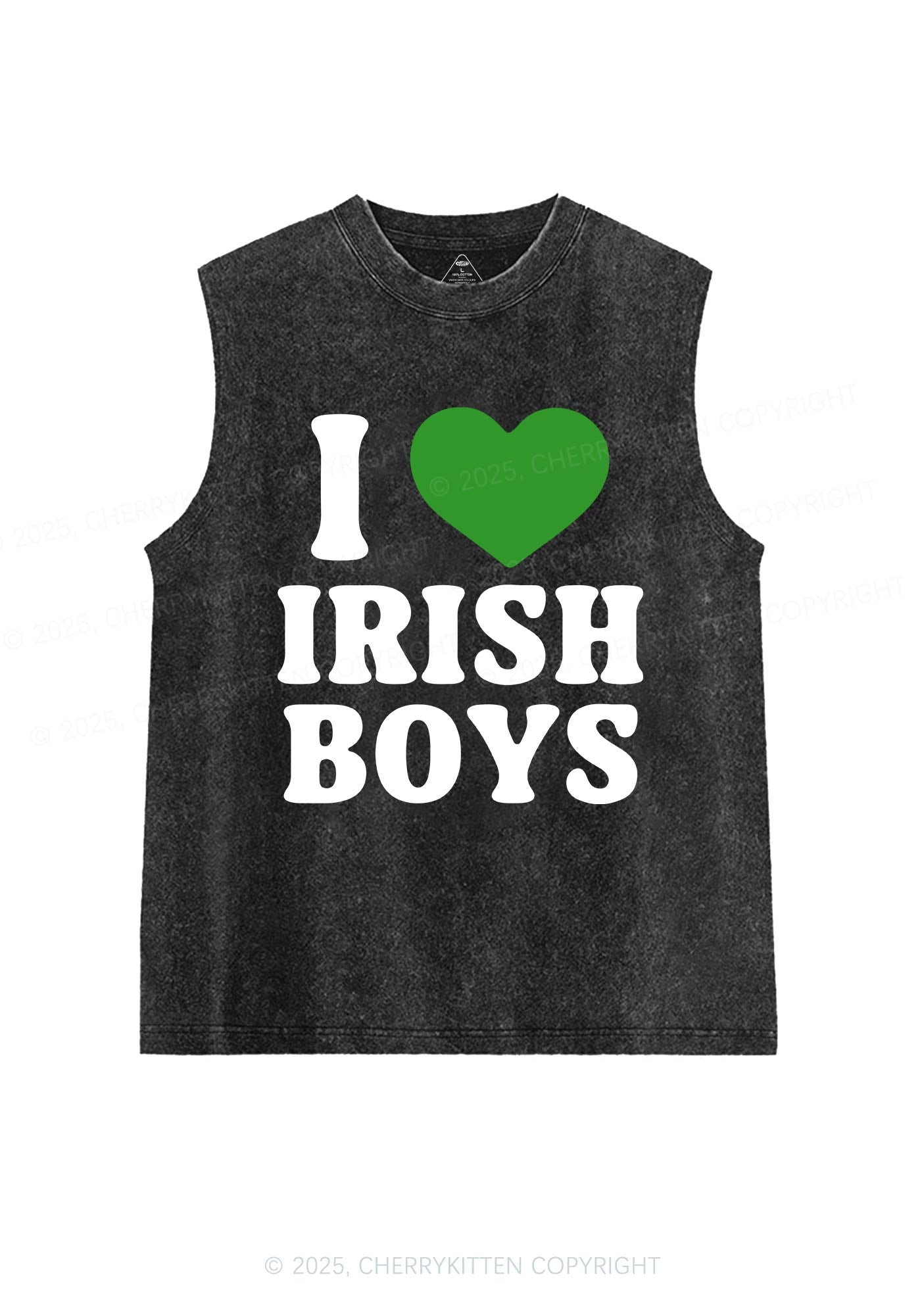 I Love Irish Boys St Patricks Y2K Washed Tank Cherrykitten