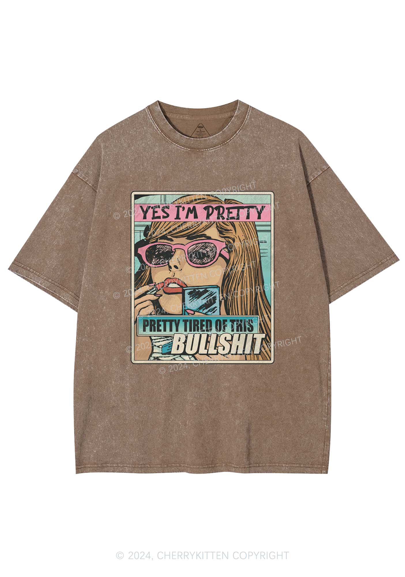 Pretty Tired Of This BS Y2K Washed Tee Cherrykitten