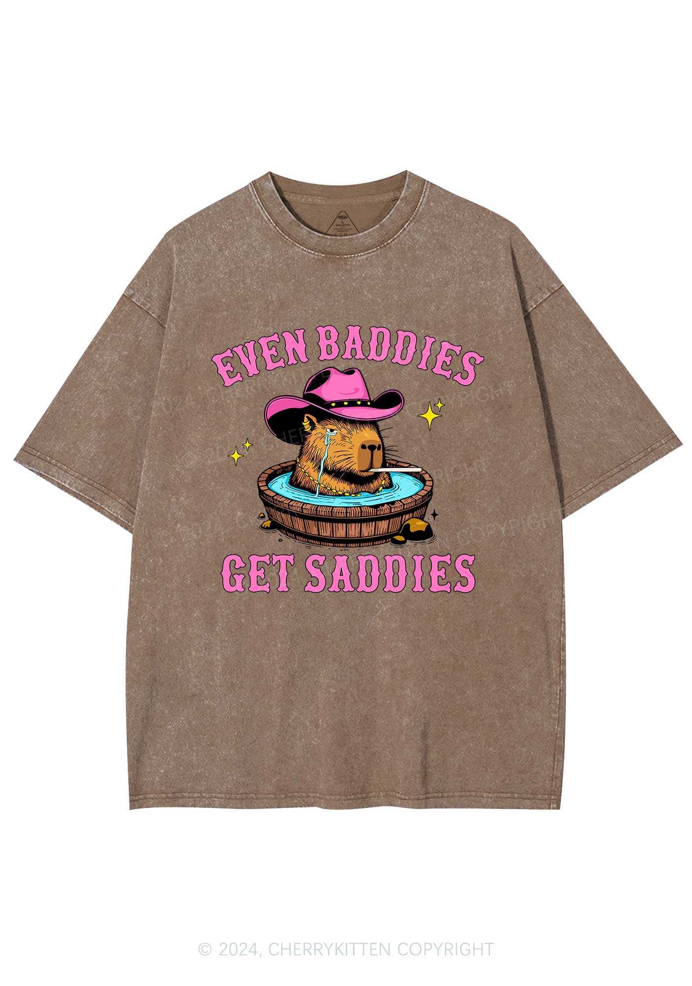 Capybara Get Saddies Y2K Washed Tee Cherrykitten