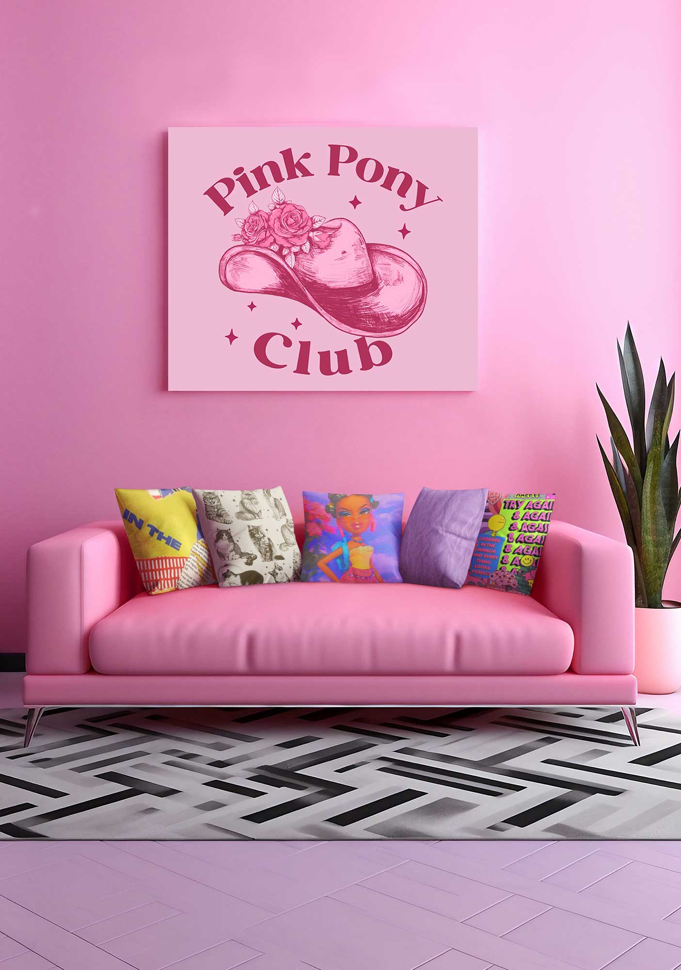 Pink Pony Club Y2K Canvas Wall Art Cherrykitten