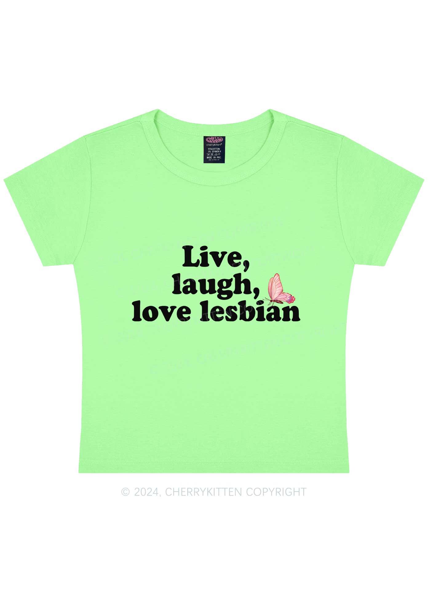 Live Laugh Love Lesbian Y2K Baby Tee Cherrykitten