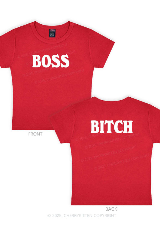 Boss Bixxh Two Sides Y2K Baby Tee Cherrykitten