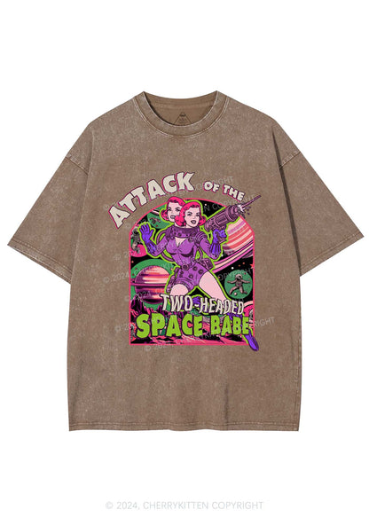 Attack Space Babe Halloween Y2K Washed Tee Cherrykitten