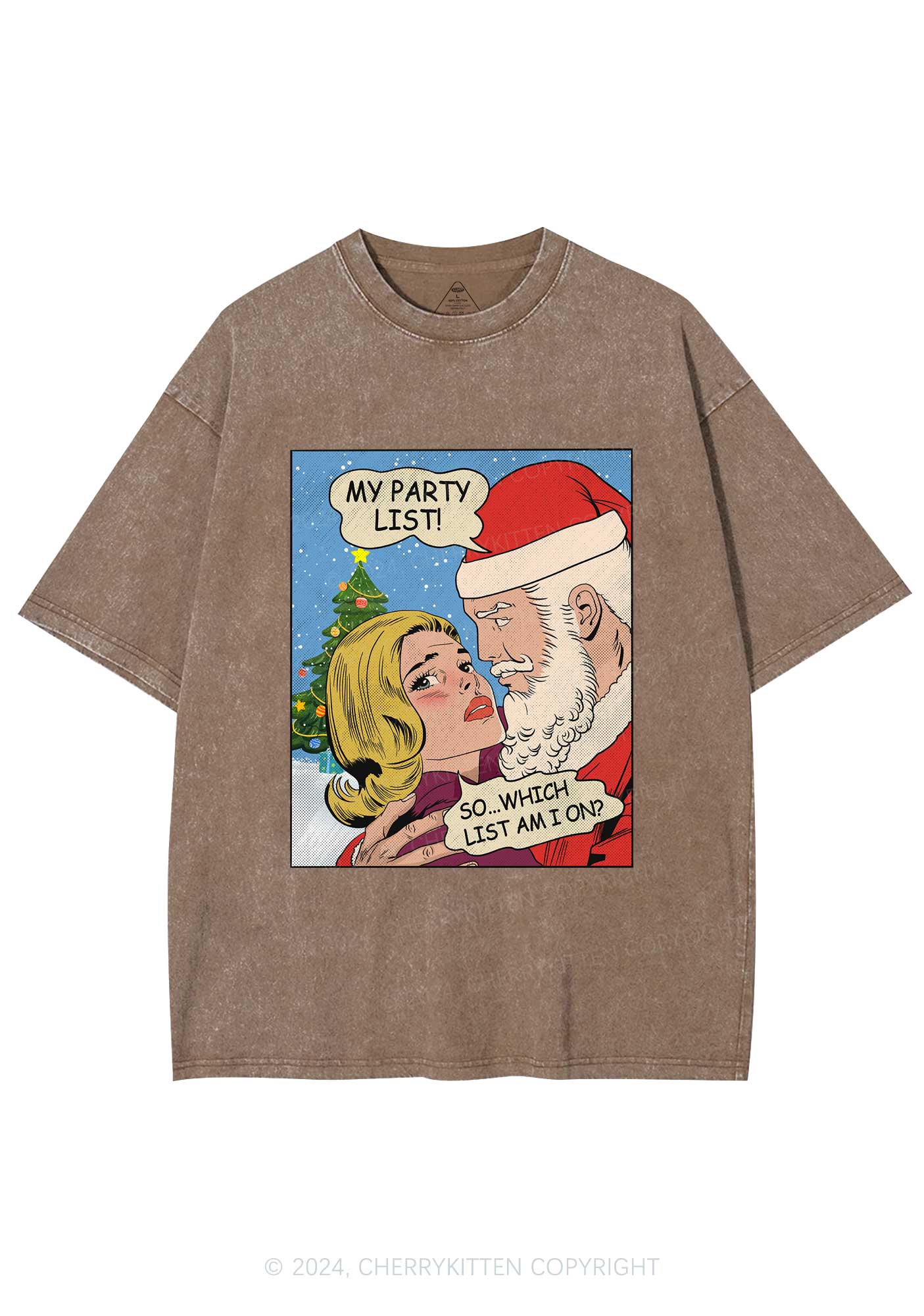 Christmas My Party List Y2K Washed Tee Cherrykitten